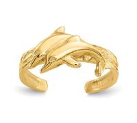 Jewelry Affairs Real Solid Yellow Gold Dolphin Toe Ring for Summer