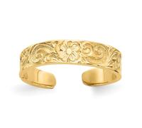 Jewelry Affairs Real Solid Yellow Gold Flower Adjustable Toe Ring