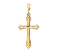 Jewelry Affairs Real Solid Yellow Gold Passion Cross Unisex Pendant, 44x21mm