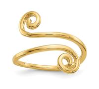 Jewelry Affairs Real Solid Yellow Gold Swirl Toe Summer Ring