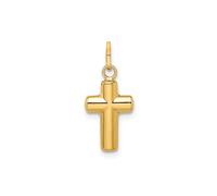 Jewelry Affairs Real Yellow Gold High Polished Hollow Latin Cross Pendant Charm, 18x9mm