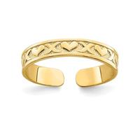 Jewelry Affairs Real Yellow Solid Gold Hug and Hearts Adjustable Toe Summer Ring