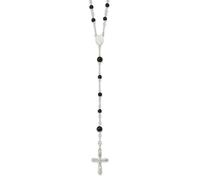 Jewelry Affairs Sterling Silver Black Onyx Rosary Necklace, 33 Inches, High Polish Finish