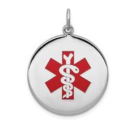 Jewelry Affairs Sterling Silver Medical Alert Disc Pendant, 25mm
