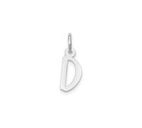 Jewelry Affairs White Gold Letter A Initial Pendant Charm, Block Style, 13mm x 6mm (Letter D)