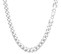 Jewelry Affairs White Solid Real Solid Gold Miami Cuban Link Chain Necklace, Width 5mm, 20"