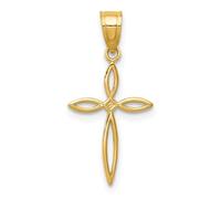 Jewelry Affairs Yellow Gold Cross Pendant, Passion Design, 24x12mm