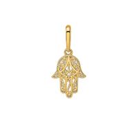 Jewelry Affairs Yellow Gold Filigree Hamsa Hand Pendant Charm, 11x8mm
