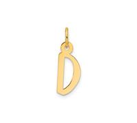 Jewelry Affairs Yellow Gold Initial Letter Pendant Charm, Block Style, 13mm x 6mm (Letter D)