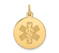 Jewelry Affairs Yellow Gold Round Disc Medical Alert Pendant, 22mm