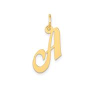 Jewelry Affairs Yellow Gold Script Letter Initial Pendant Charm, 12x15mm (Letter A)