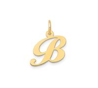 Jewelry Affairs Yellow Gold Script Letter Initial Pendant Charm, 12x15mm (Letter B)