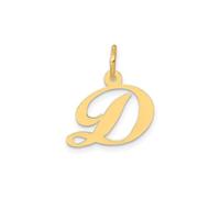 Jewelry Affairs Yellow Gold Script Letter Initial Pendant Charm, 12x15mm (Letter D)
