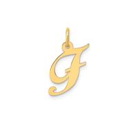 Jewelry Affairs Yellow Gold Script Letter Initial Pendant Charm, 12x15mm (Letter F)