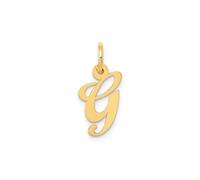 Jewelry Affairs Yellow Gold Script Letter Initial Pendant Charm, 12x15mm (Letter G)