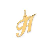 Jewelry Affairs Yellow Gold Script Letter Initial Pendant Charm, 12x15mm (Letter H)