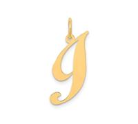 Jewelry Affairs Yellow Gold Script Letter Initial Pendant Charm, 12x15mm (Letter I)