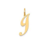 Jewelry Affairs Yellow Gold Script Letter Initial Pendant Charm, 12x15mm (Letter J)