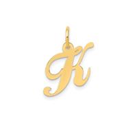 Jewelry Affairs Yellow Gold Script Letter Initial Pendant Charm, 12x15mm (Letter K)