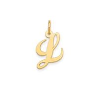 Jewelry Affairs Yellow Gold Script Letter Initial Pendant Charm, 12x15mm (Letter L)
