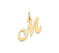 Jewelry Affairs Yellow Gold Script Letter Initial Pendant Charm, 12x15mm (Letter M)