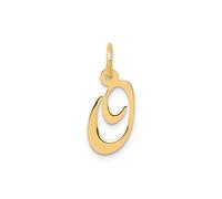 Jewelry Affairs Yellow Gold Script Letter Initial Pendant Charm, 12x15mm (Letter O)