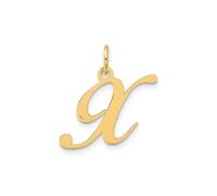 Jewelry Affairs Yellow Gold Script Letter Initial Pendant Charm, 12x15mm (Letter X)