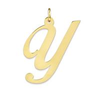 Jewelry Affairs Yellow Gold Script Letter Initial Pendant Charm, 12x15mm (Letter Y)