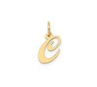 Jewelry Affairs Yellow Gold Script Letter Initial Pendant Charm, 16x15mm (Letter C)