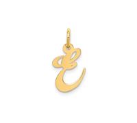 Jewelry Affairs Yellow Gold Script Letter Initial Pendant Charm, 16x15mm (Letter E)