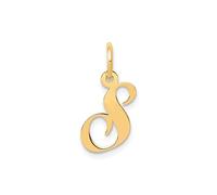 Jewelry Affairs Yellow Gold Script Letter Initial Pendant Charm, 16x15mm (Letter S)
