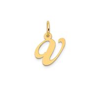 Jewelry Affairs Yellow Gold Script Letter Initial Pendant Charm, 16x15mm (Letter V)