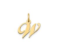 Jewelry Affairs Yellow Gold Script Letter Initial Pendant Charm, 16x15mm (Letter W)