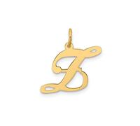 Jewelry Affairs Yellow Gold Script Letter Initial Pendant Charm, 16x15mm (Letter Z)