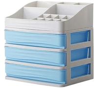 Jewelry and Cosmetic Storage Boxes with 3 Drawers and Brush Holder Desktop Classification Container Multi-Layer Office Sundries Storage (Color : Pink)