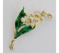 jewelry antique enamel green leaf lily of the valley fresh orchid pearl brooch ladies accessories Made in China jewelry