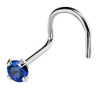 Jewelry Avalanche 14Kt Gold 22G Nose Screw Stud with Blue Sapphire, September Birthstone Nose Ring