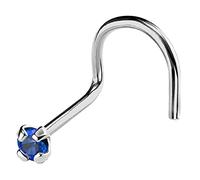 Jewelry Avalanche 14Kt Gold Nose Ring, 22G Screw Stud with Blue Sapphire, September Birthstone, 1mm-2.5mm Gemstone Size, Yellow or White Gold - Body-Piercing Screws