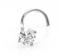 Jewelry Avalanche 14Kt White Gold Moissanite Stud Nose Ring - 22G Nose Screw Stud - Classic Unisex Nose Ring - April Birthstone Nose Stud, 3mm Moissanite, 0.007kg