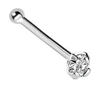 Jewelry Avalanche 22G Solid 14Kt Gold Nose Bone Stud with Prong Set real Diamond Gemstone, 14kt Yellow Gold or 14kt White Gold - April Birthstone Nose Ring, Metal, diamond