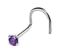 Jewelry Avalanche 22G Solid 14Kt Gold Nose Screw Stud with Prong Set real Amethyst Gemstone, 14kt Yellow Gold or 14kt White Gold - February Birthstone Nose Ring, metal, amethyst