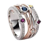 Jewelry Beautiful Ring 610 Flower Size Ring Copper Women Gorgeous Jewelry Rings Rose Stacking Rings for Women (Multicolor8, 8)