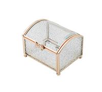 Jewelry Box Glass Jewelry Box with Water Ripple Glass and Bow Buckle Champagne Jewelry Organizer Box Rectangle Jewelry Display Case Jewelry case Organizer (Color : Jewelry Box Large)