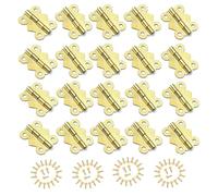 Jewelry Box Hardware 20 Pieces 20x25mm Hinges Antique Small Butterfly Hinges Box Hinges for Crafts Wooden Box Gift Box Hinges Cabinet Drawer Jewelry Box and 80 Screws (Golden)