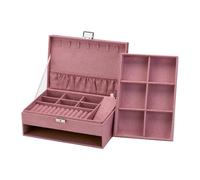 Jewelry Box Necklace Storage Holder Flannel Gift Casket Jewellery Case For Storing Jewelry,Ornaments(Pink)