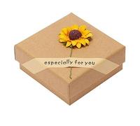 Jewelry Box Rose Sunflower Design Small Kraft Paper Box for Rings Pendants Earrings Necklaces Ideal for Christmas Holiday Anniversary Wedding Birthday Jewelry Organizer Wall Hanging (C, One Size)