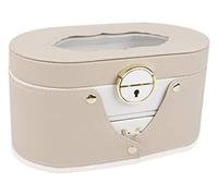 Jewelry Box - Transparent Double Jewelry Storage Organizer with Rotating Drawer, Flocking Lining, Metal Button Closure