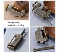 Jewelry Box Vintage Chinese Padlock Decorative Cabinet Lock Bronze Finish Ming Qing Dynasty Style Door Hardware Antique Alloy for Lock (Large)
