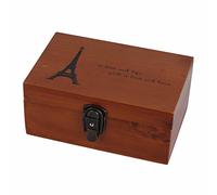 Jewelry Box, Wooden Box Vintage Wood Decorative Box with Lock for Display Decoration (Grilled Iron Tower)