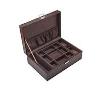 jewelry boxes Double Jewelry Boxes Leather With Lock Flannel Lining Organizer Box With Necklace Hange Bracelet Storage Boxes for girls and ladies (Color : Coffee)